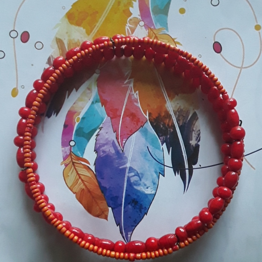 🍁Beaded Orange Boho Bracelet